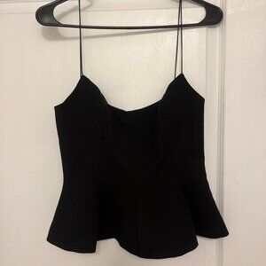 Zara - Black Stretch Peplum Top -  NWT